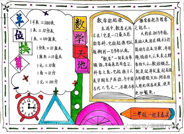 二年级数学手抄报的内容及资料