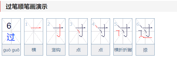 过的笔顺怎么写（过字的笔顺笔画顺序正确的写法）